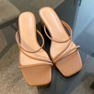 Nude Sandal with Small Block Heel NEW! Size 6